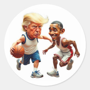 Donald Trump Barack Obama Classic Round Sticker