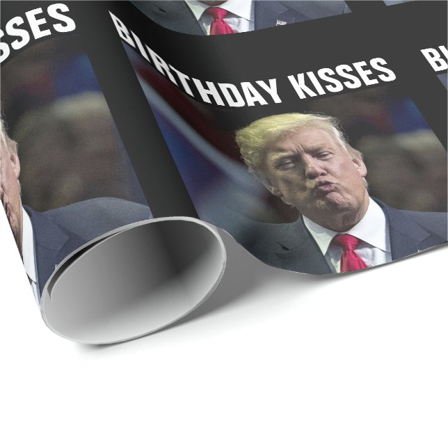 DONALD TRUMP BIRTHDAY KISS WRAPPING PAPER (Roll Corner)