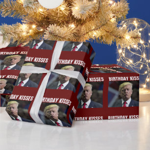 DONALD TRUMP BIRTHDAY KISS WRAPPING PAPER