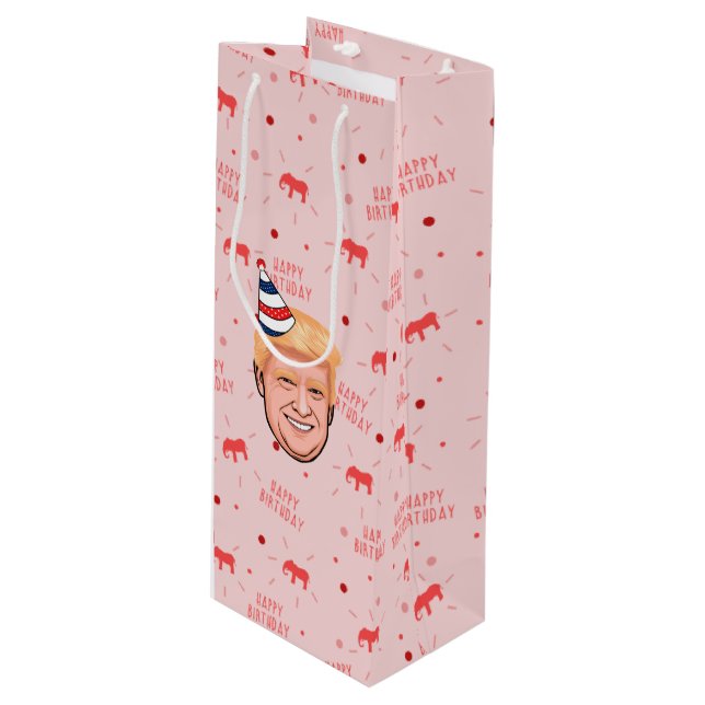 DONALD TRUMP BIRTHDAY WINE GIFT BAG (Front Angled)