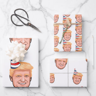 DONALD TRUMP BIRTHDAY WRAPPING PAPER SHEET
