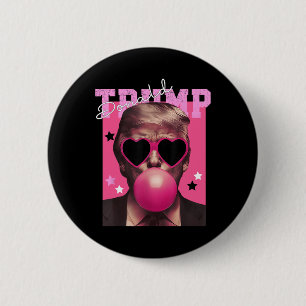 Donald Trump Blowing Bubble Gum Pink Sungles Trump 6 Cm Round Badge