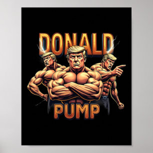 Donald Trump Bodybuilding Funny Gym Meme Humor Poster