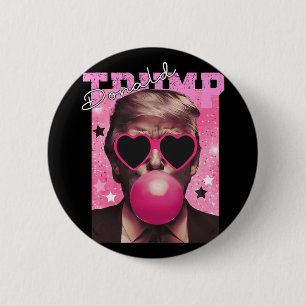 Donald Trump Bubble Gum Pink Sungles 6 Cm Round Badge