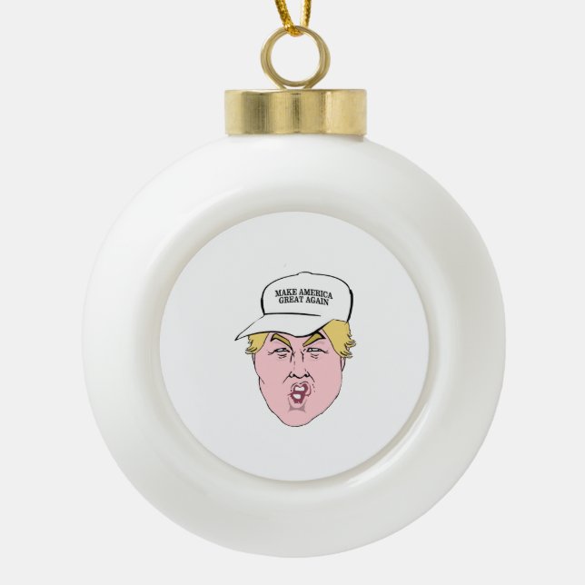 Donald Trump Caricature Hat Great Ceramic Ball Christmas Ornament (Front)