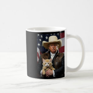 Donald Trump Cat Shirt Cowboy American Flag Funny Coffee Mug