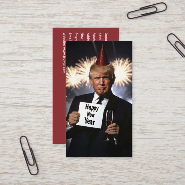 Donald Trump Celebrates New Year’s in Style Business Card (Front/Back In Situ)