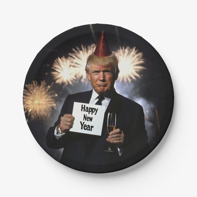 Donald Trump Celebrates New Year’s in Style Paper Plate (Front)