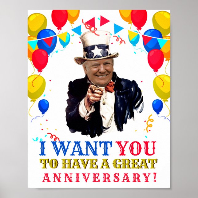 Donald Trump Celebration Balloons Birthday Poster (Front)