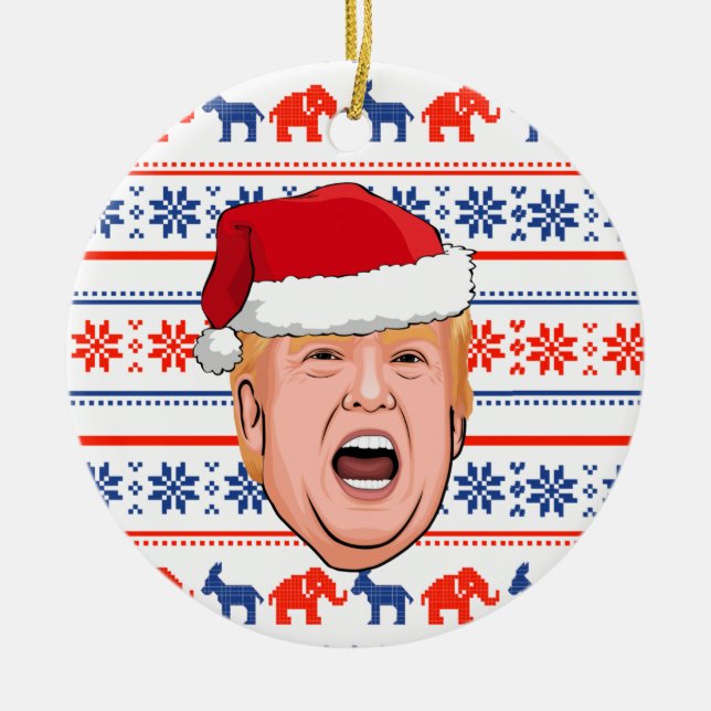 DONALD TRUMP Christmas Ceramic Tree Decoration (Front)