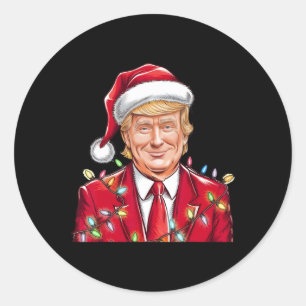 Donald Trump Christmas Funny Mega Santa Hat Classic Round Sticker