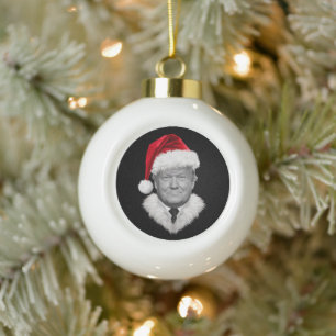 Donald Trump Christmas Funny Santa Hat Gift  Ceramic Ball Christmas Ornament
