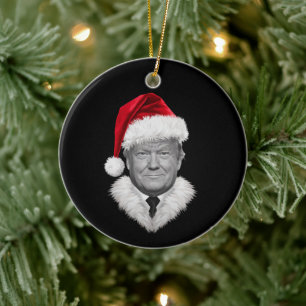 Donald Trump Christmas Funny Santa Hat Gift  Ceramic Tree Decoration