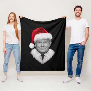 Donald Trump Christmas Funny Santa Hat Gift  Fleece Blanket