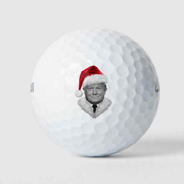 Donald Trump Christmas Funny Santa Hat Gift  Golf Balls (Front)