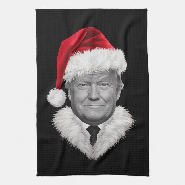 Donald Trump Christmas Funny Santa Hat Gift  Tea Towel (Vertical)