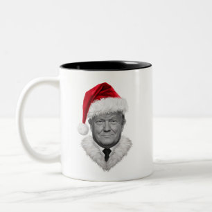 Donald Trump Christmas Funny Santa Hat Gift  Two-Tone Coffee Mug