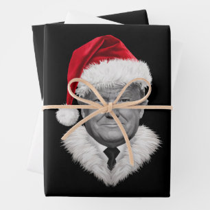 Donald Trump Christmas Funny Santa Hat Gift  Wrapping Paper Sheet