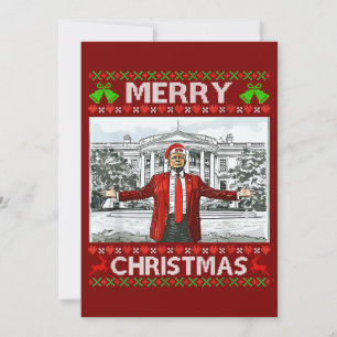 Donald Trump Christmas Funny Santa Hat Red Holiday Card