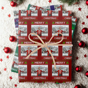 Donald Trump Christmas Funny Santa Hat Red Wrapping Paper Sheet
