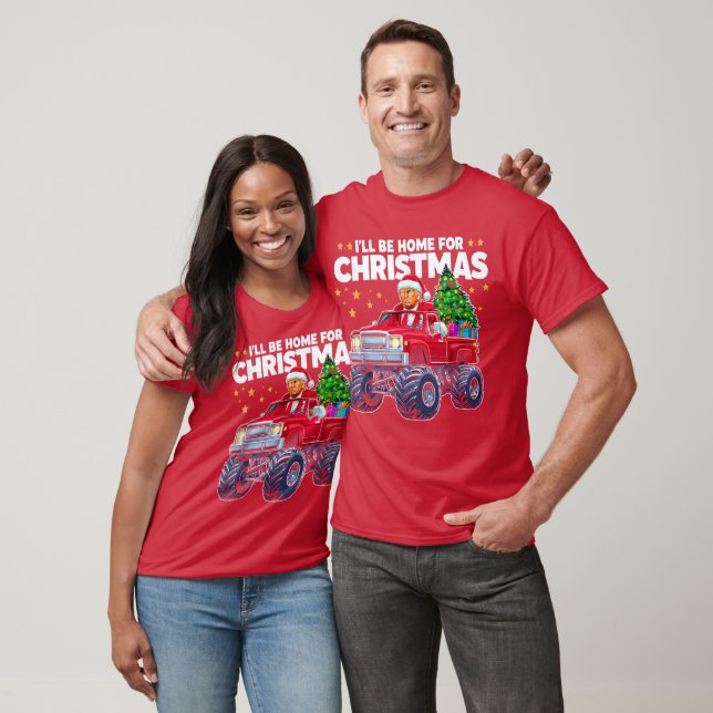 Donald Trump Christmas | I'll Be Home for Xmas Red T-Shirt (Unisex)