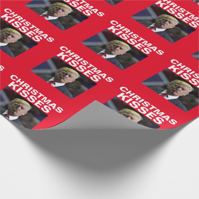 DONALD TRUMP CHRISTMAS KISS KISSES BIG ROLL WRAPPING PAPER (Corner)