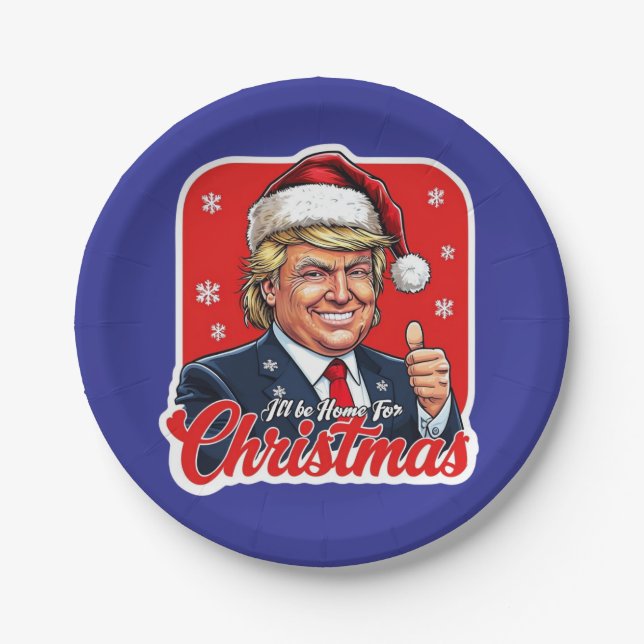 Donald Trump Christmas Santa Claus Art Paper Plate (Front)