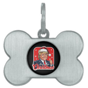 Donald Trump Christmas Santa Claus Art Pet ID Tag