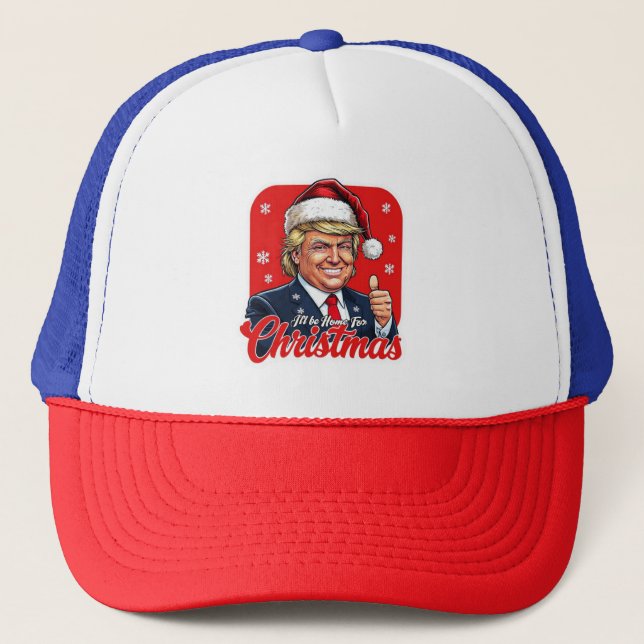 Donald Trump Christmas Santa Claus Art Trucker Hat (Front)