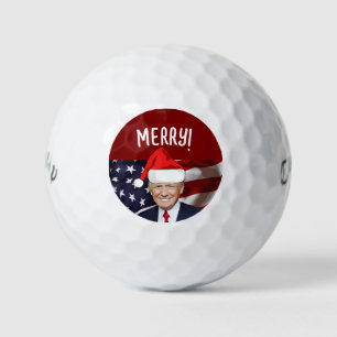 DONALD TRUMP CHRISTMAS SANTA HAT GOLF BALLS
