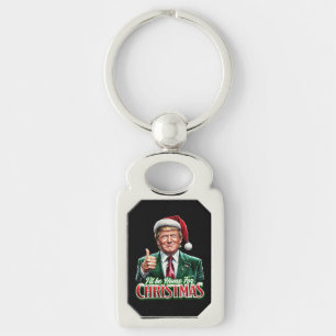 Donald Trump Christmas Santa Hat Thumbs Up Key Ring
