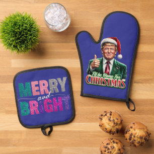 Donald Trump Christmas Santa Hat Thumbs Up Oven Mitt & Pot Holder Set
