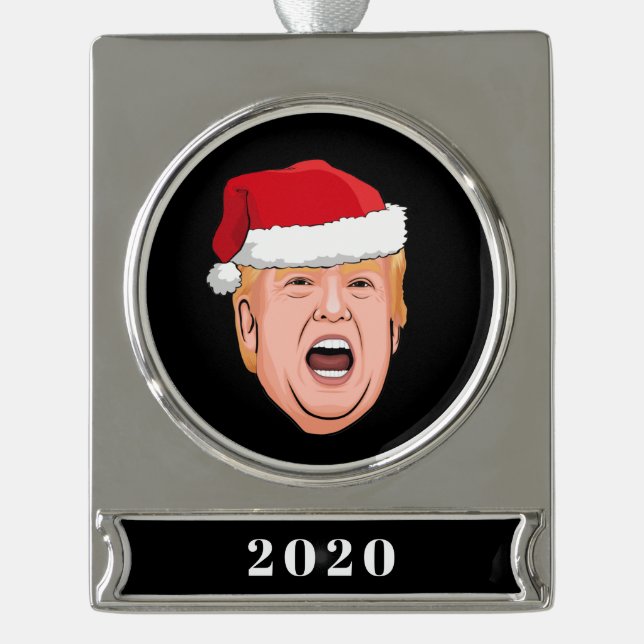 DONALD TRUMP Christmas Silver Plated Banner Ornament (Front)