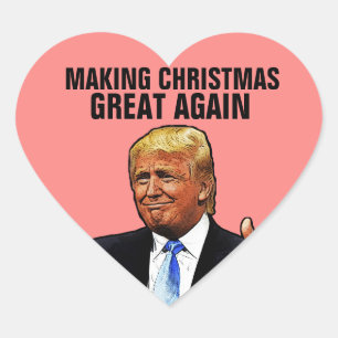 DONALD TRUMP CHRISTMAS STICKERS, GREAT AGAIN HEART STICKER