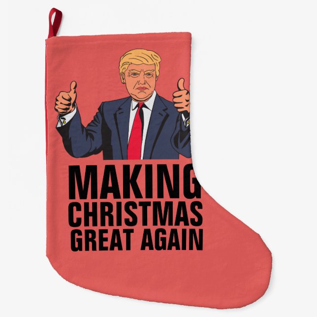 DONALD TRUMP CHRISTMAS STOCKINGS, Funny Large Christmas Stocking (Front)