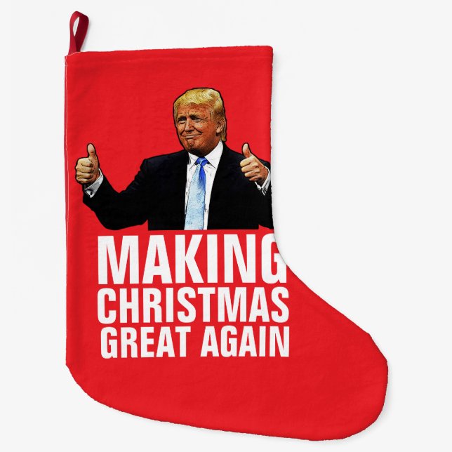DONALD TRUMP CHRISTMAS STOCKINGS, Funny Large Christmas Stocking (Front)