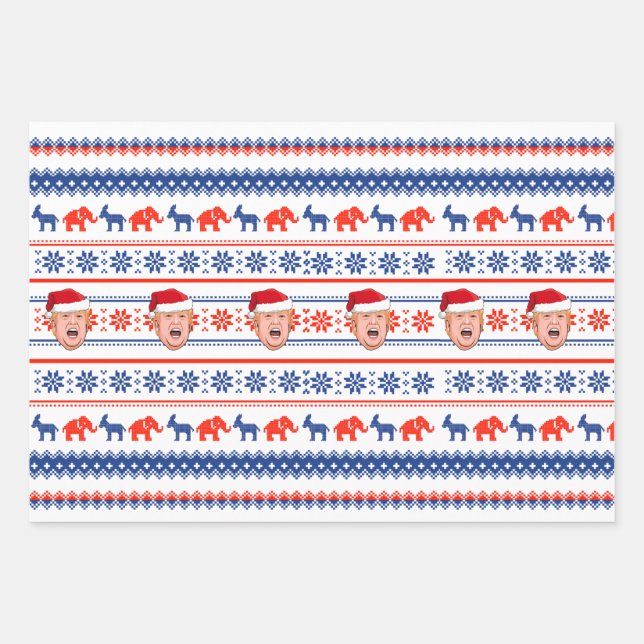 DONALD TRUMP Christmas Wrapping Paper Sheet (Front)