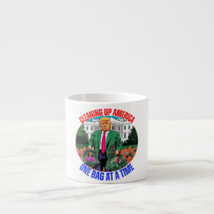 DONALD TRUMP-CLEANING UP AMERICA ONE BAG AT A TIME ESPRESSO CUP