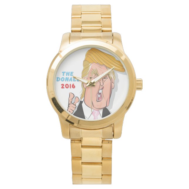 Donald Trump Comic Cartoon Billionaire Gold Watch (Front)