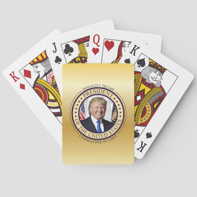 DONALD TRUMP COMMANDER IN CHIEF GOLD PRESIDENTIAL PLAYING CARDS (Back)