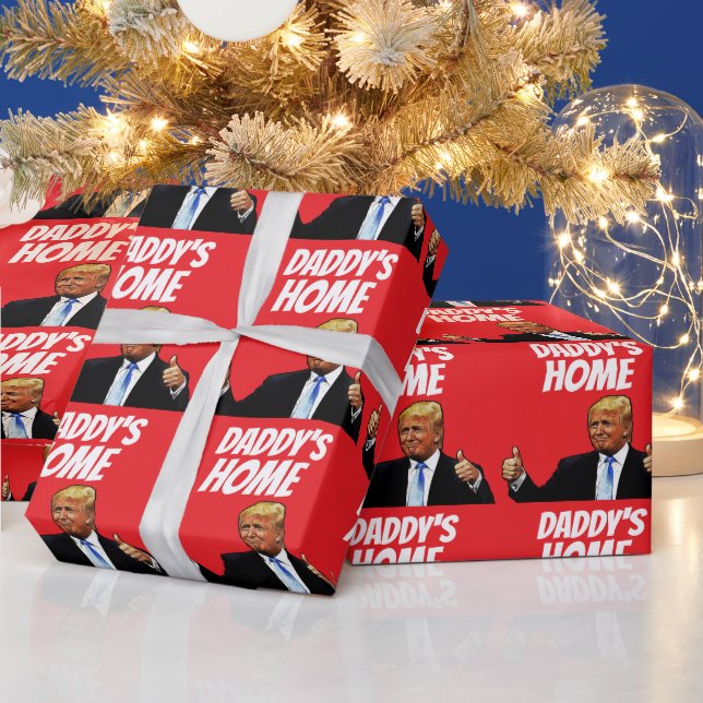 DONALD TRUMP DADDY'S HOME CHRISTMAS WRAPPING PAPER (Holidays)