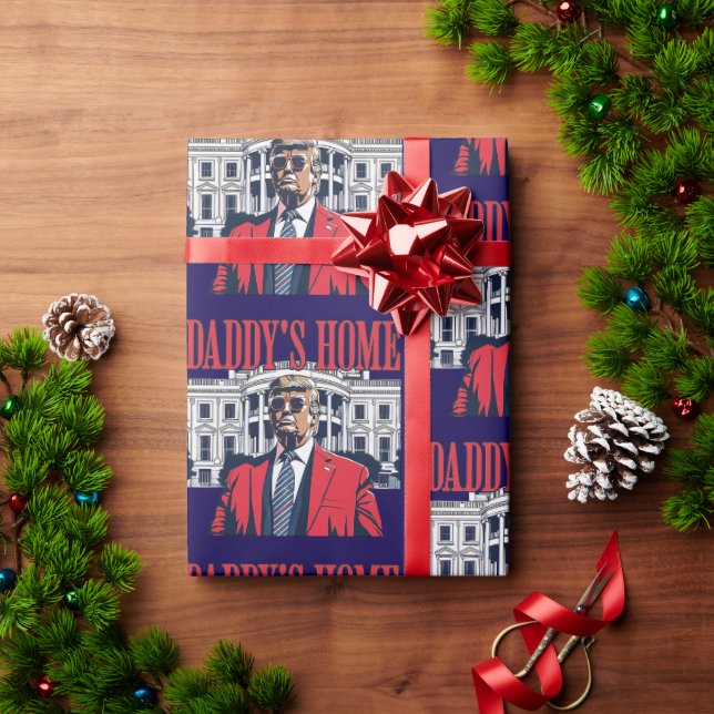 Donald Trump Daddy's Home Christmas Wrapping Paper (Holiday Gift)