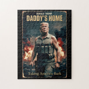 Donald Trump Daddy's Home Funny Christmas Movie Jigsaw Puzzle