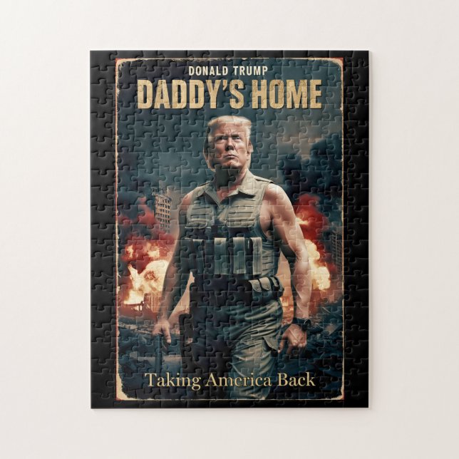 Donald Trump Daddy's Home Funny Christmas Movie Jigsaw Puzzle (Vertical)