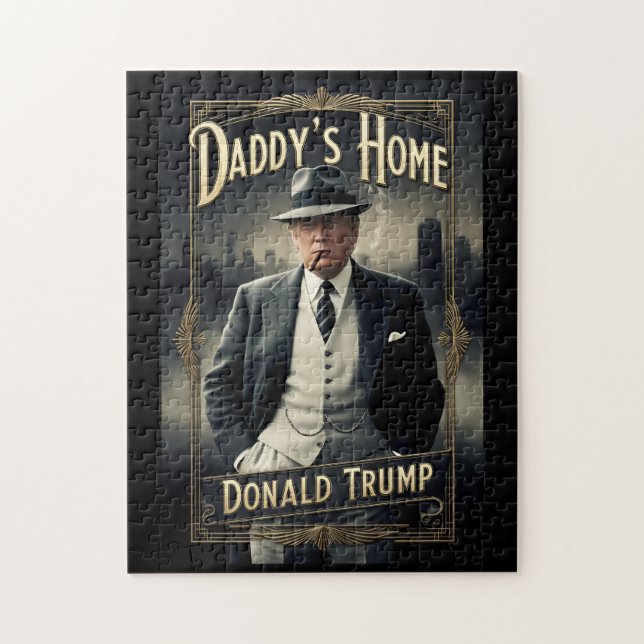 Donald Trump Daddy's Home Funny MAGA Movie Poster Jigsaw Puzzle (Vertical)