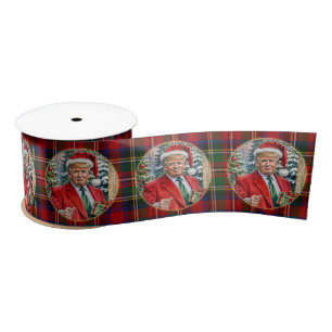 Donald Trump Dancing Santa Christmas 3" Luxury  Satin Ribbon