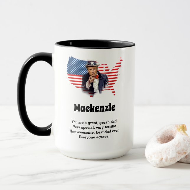 Donald Trump Fathers Day Add Name Funny Large Mug (With Donut)