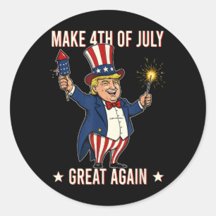 Donald Trump Fireworks Make 4th Of July Great Agai Classic Round Sticker
