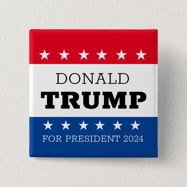 Donald Trump For President 2024 15 Cm Square Badge (Front)