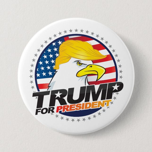 Donald Trump For President Eagle Hair Button (Front)